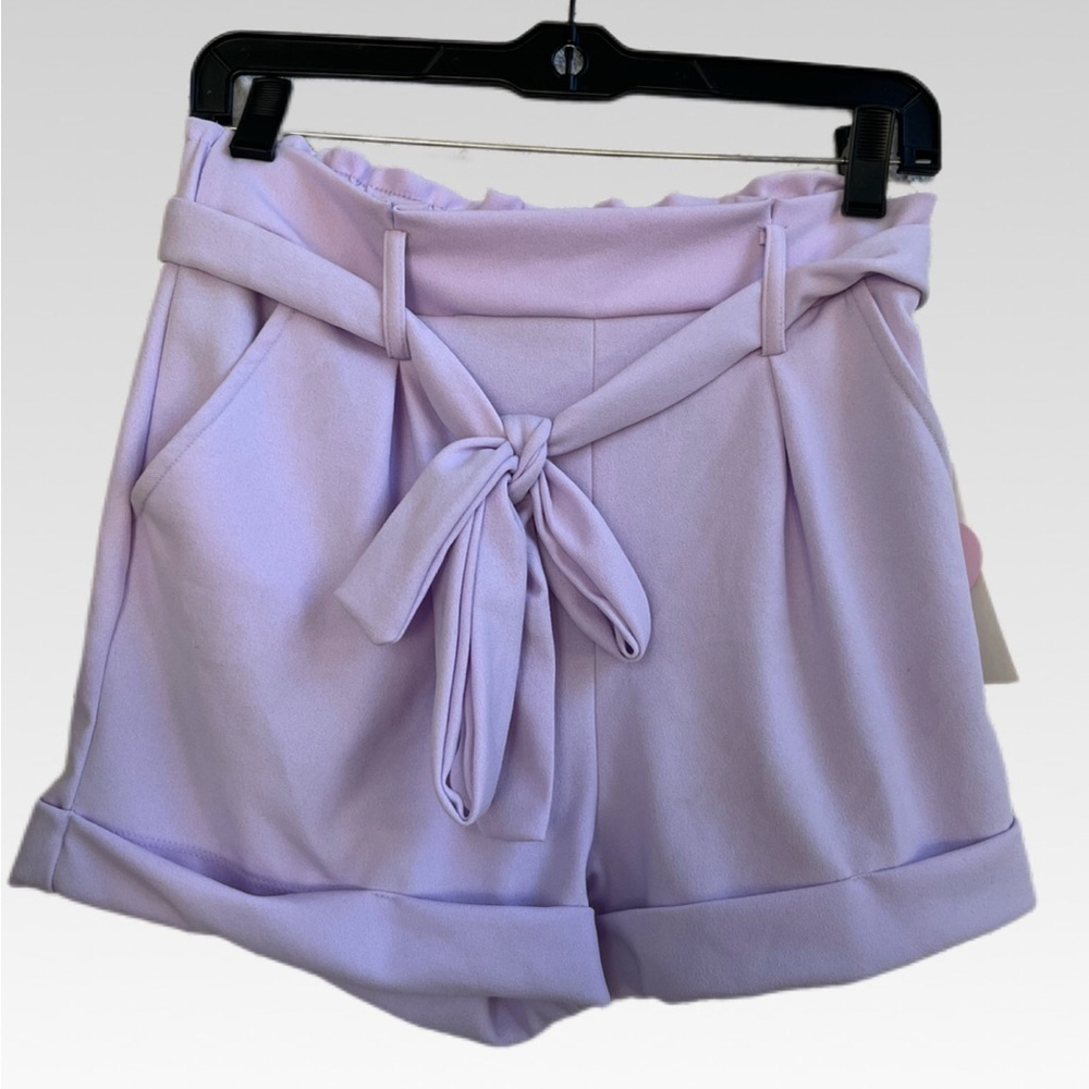 Haute Monde Lilac High Waist Shorts with Tie size S